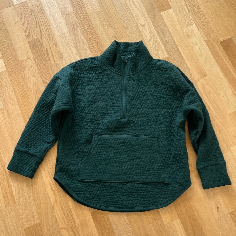 GapFit Green Quilted Jacquard Half-Zip Pullover Sweater *New Condition*